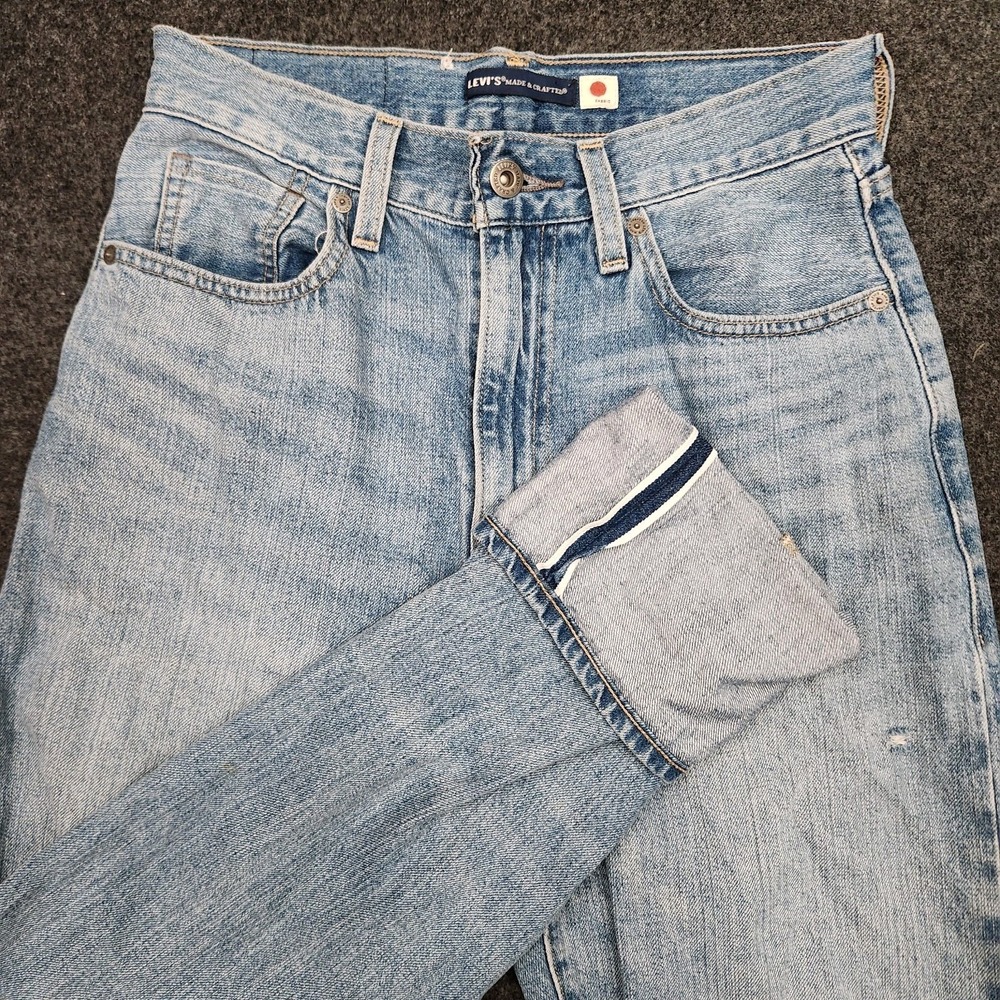 Levi's Japanese Selvedge High Rise Boyfriend Jeans Light Wash Blue Tab Sz. 26/30
